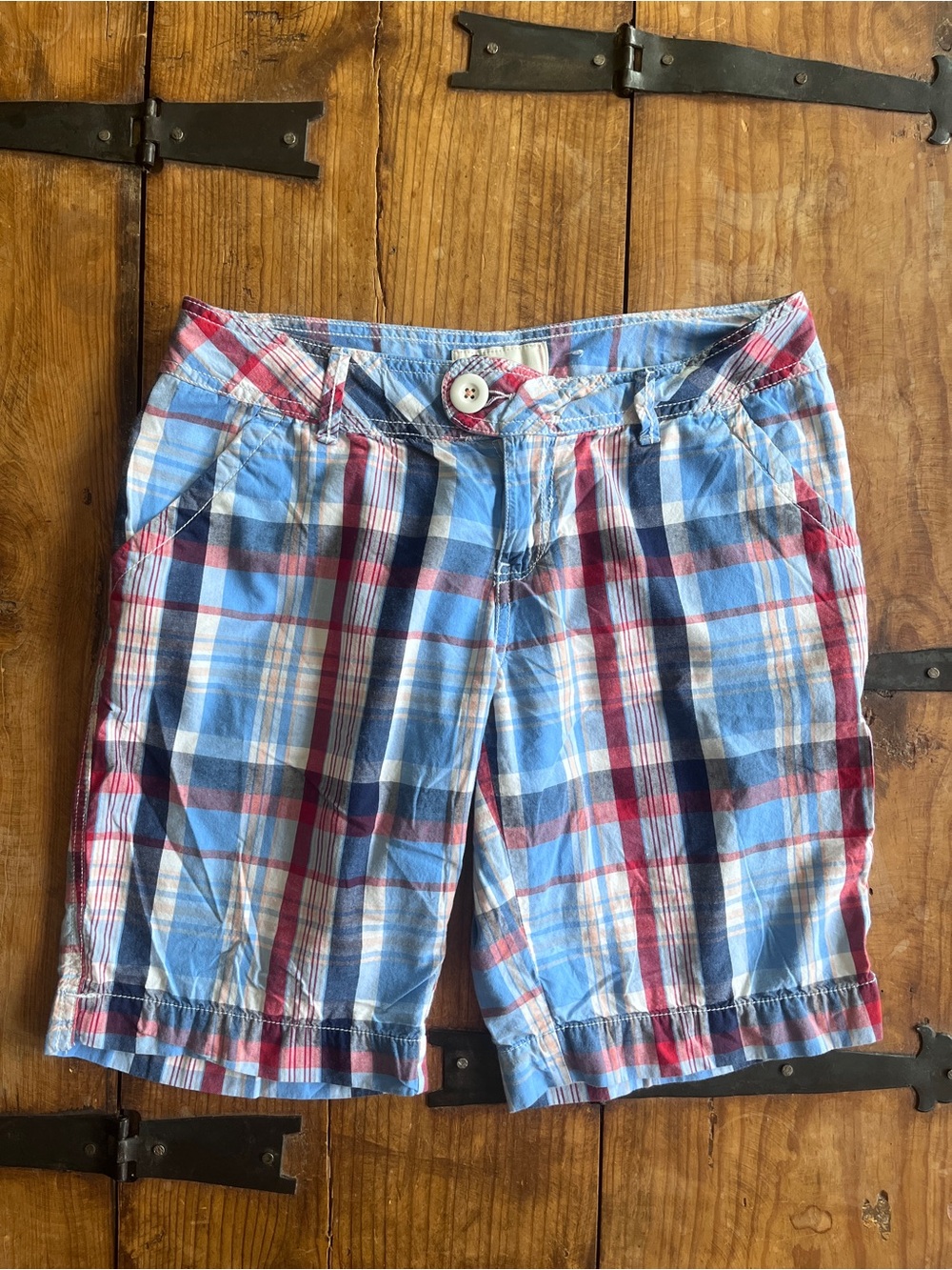 SO Plaid Bermuda Shorts in Blue, Red, White